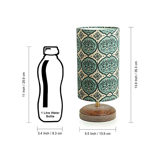 ExclusiveLane 'Paisely' Wooden Bedside LED Table Lamp Side Table Lamp for Bedroom&Living Room(14 Inch,Wood,Without Bulb,Pack of 1)|Table Lamps for Home Decoration Office Study Side Lamp