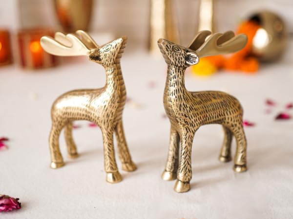 BEHOMA Aluminium Dancing Peacock Pair Figurine for Good Luck and Love | for Home Decor Tabletop Living Showpiece for Valentine's Day, Birthday(Scented Glass Votive Candle Included), Gold,18.5 Cm,11 Cm