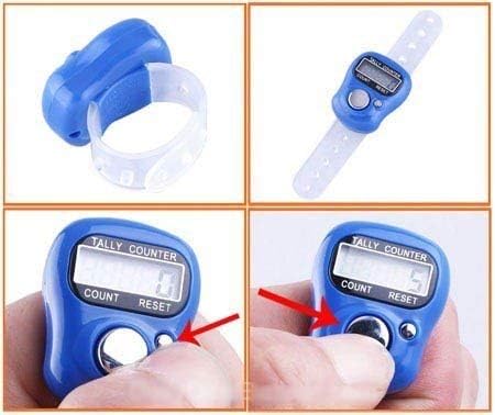 QEEIG Multiuse Finger Counter Portable Hand Finger Ring Counting Machine Digital Head Electronic Tally Counter Jap Counting Device for Mantra Jaap Multi-Colour | 11 cm | Pack of - 02| Rose KULI