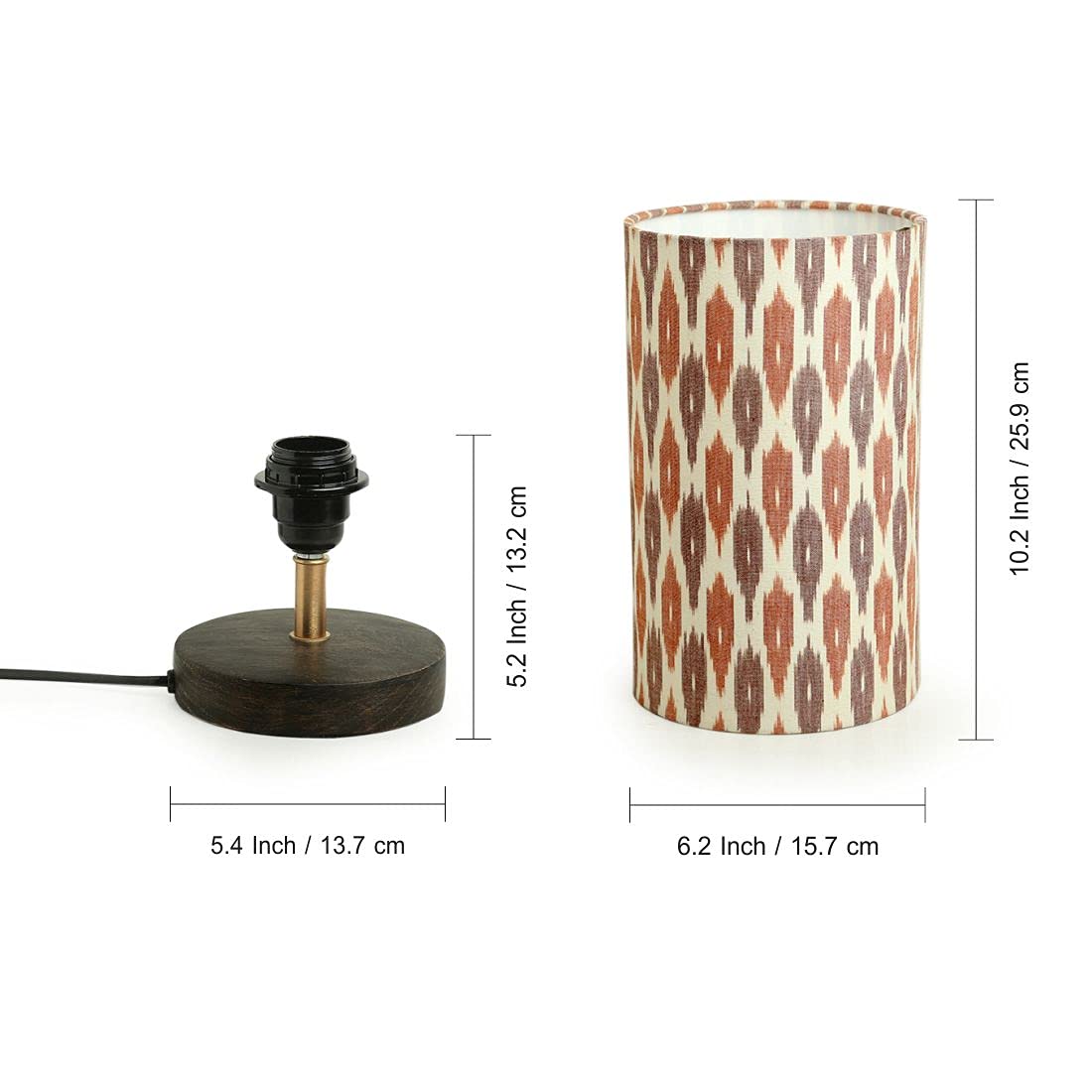 ExclusiveLane 'Paisely' Wooden Bedside LED Table Lamp Side Table Lamp for Bedroom&Living Room(14 Inch,Wood,Without Bulb,Pack of 1)|Table Lamps for Home Decoration Office Study Side Lamp