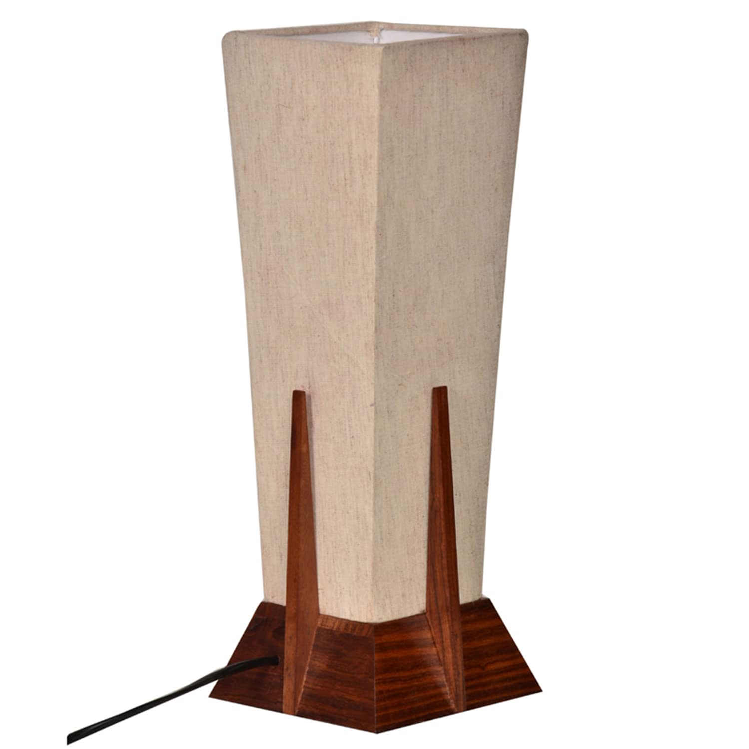 ExclusiveLane Sheesham Wooden 'Pyramid' Table LED /CFL Lamp for Bedroom & Living Room (14 Inch, Wood, Without Bulb, Pack of 1) |Bedside Table Lamp Side Table Lamps for Home Decoration Office Side Lamp