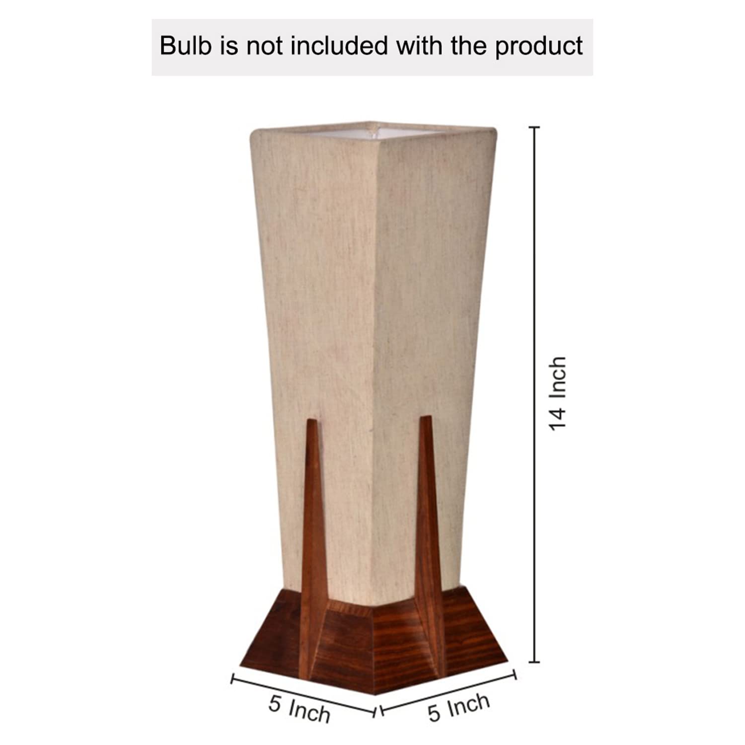 ExclusiveLane Sheesham Wooden 'Pyramid' Table LED /CFL Lamp for Bedroom & Living Room (14 Inch, Wood, Without Bulb, Pack of 1) |Bedside Table Lamp Side Table Lamps for Home Decoration Office Side Lamp