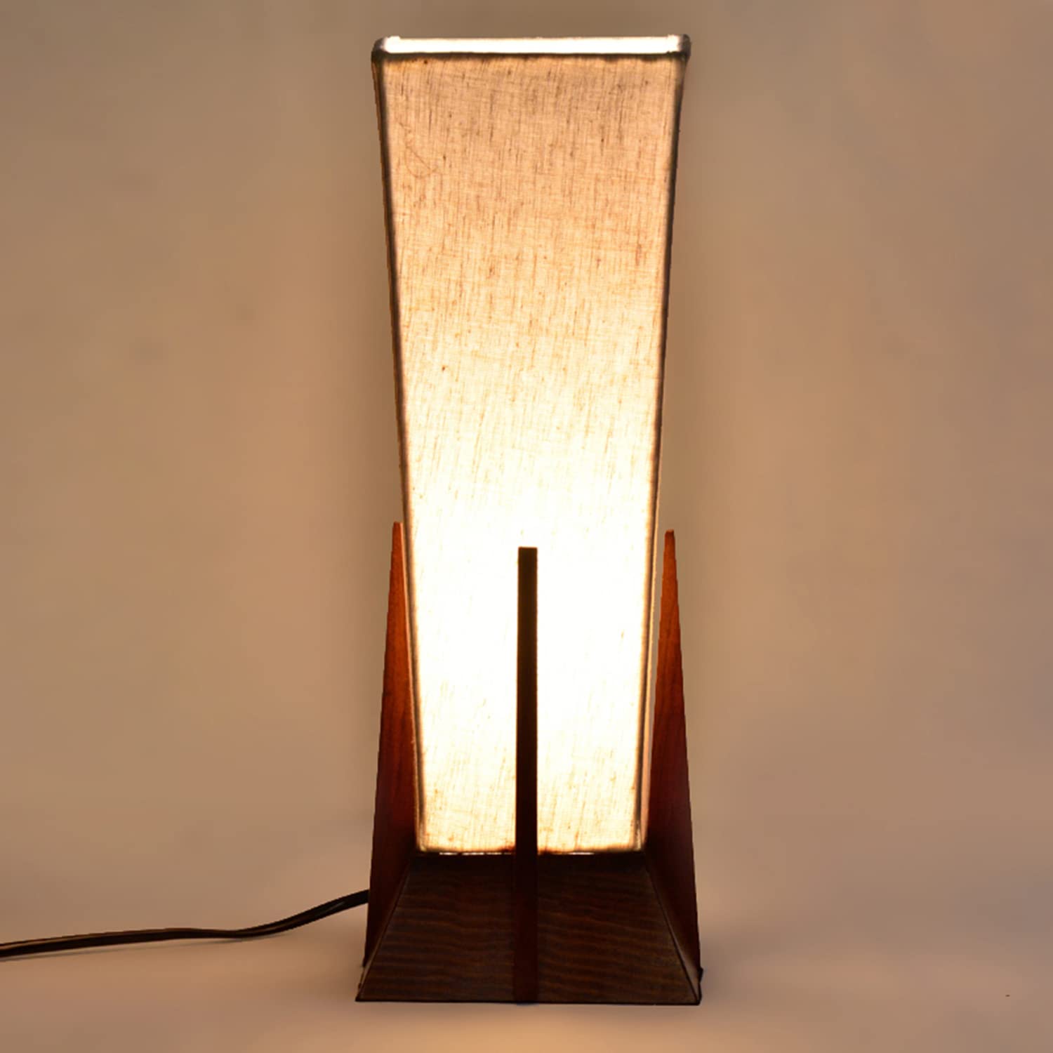 ExclusiveLane Sheesham Wooden 'Pyramid' Table LED /CFL Lamp for Bedroom & Living Room (14 Inch, Wood, Without Bulb, Pack of 1) |Bedside Table Lamp Side Table Lamps for Home Decoration Office Side Lamp