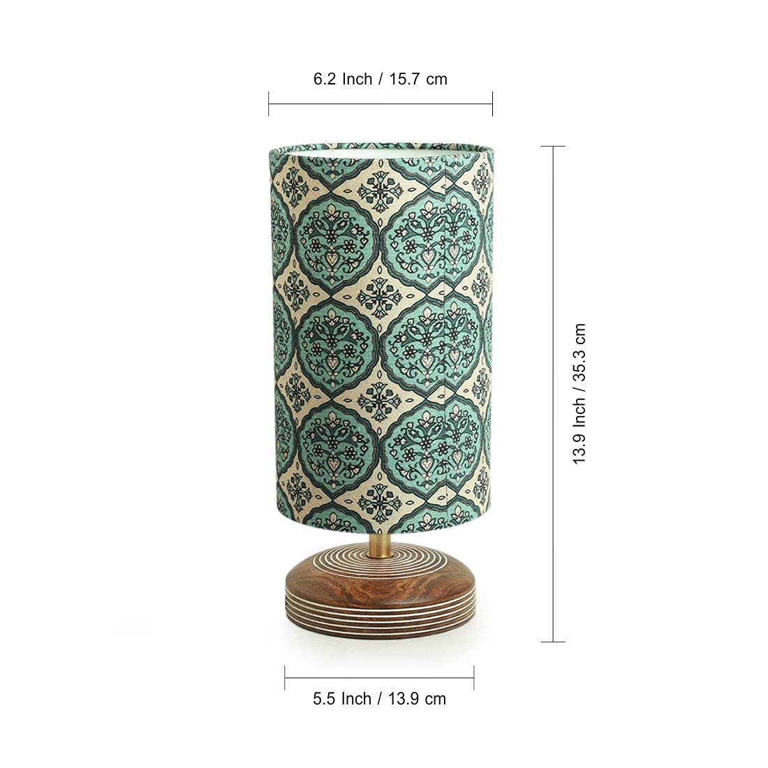 ExclusiveLane 'Paisely' Wooden Bedside LED Table Lamp Side Table Lamp for Bedroom&Living Room(14 Inch,Wood,Without Bulb,Pack of 1)|Table Lamps for Home Decoration Office Study Side Lamp