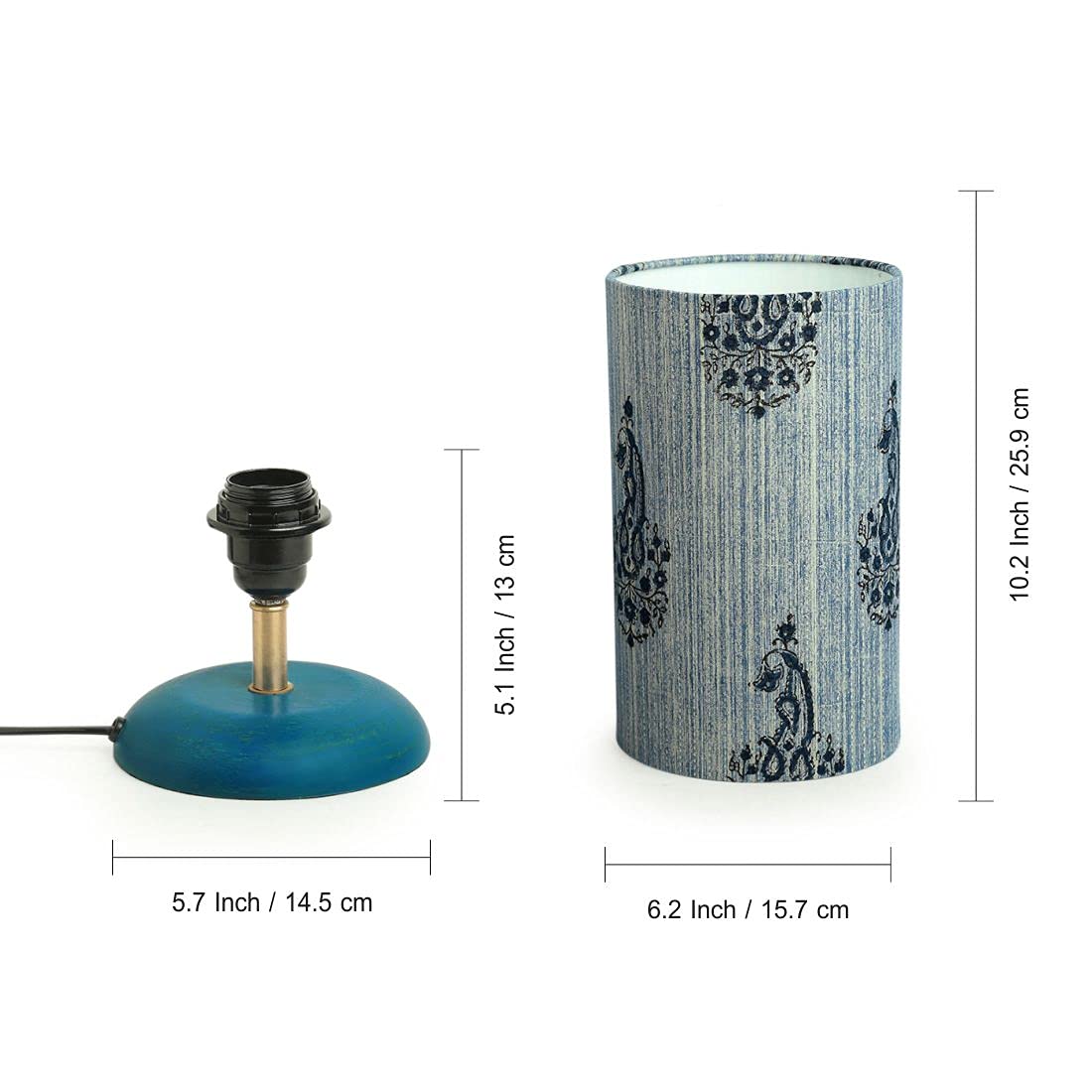 ExclusiveLane 'Paisely' Wooden Bedside LED Table Lamp Side Table Lamp for Bedroom&Living Room(14 Inch,Wood,Without Bulb,Pack of 1)|Table Lamps for Home Decoration Office Study Side Lamp