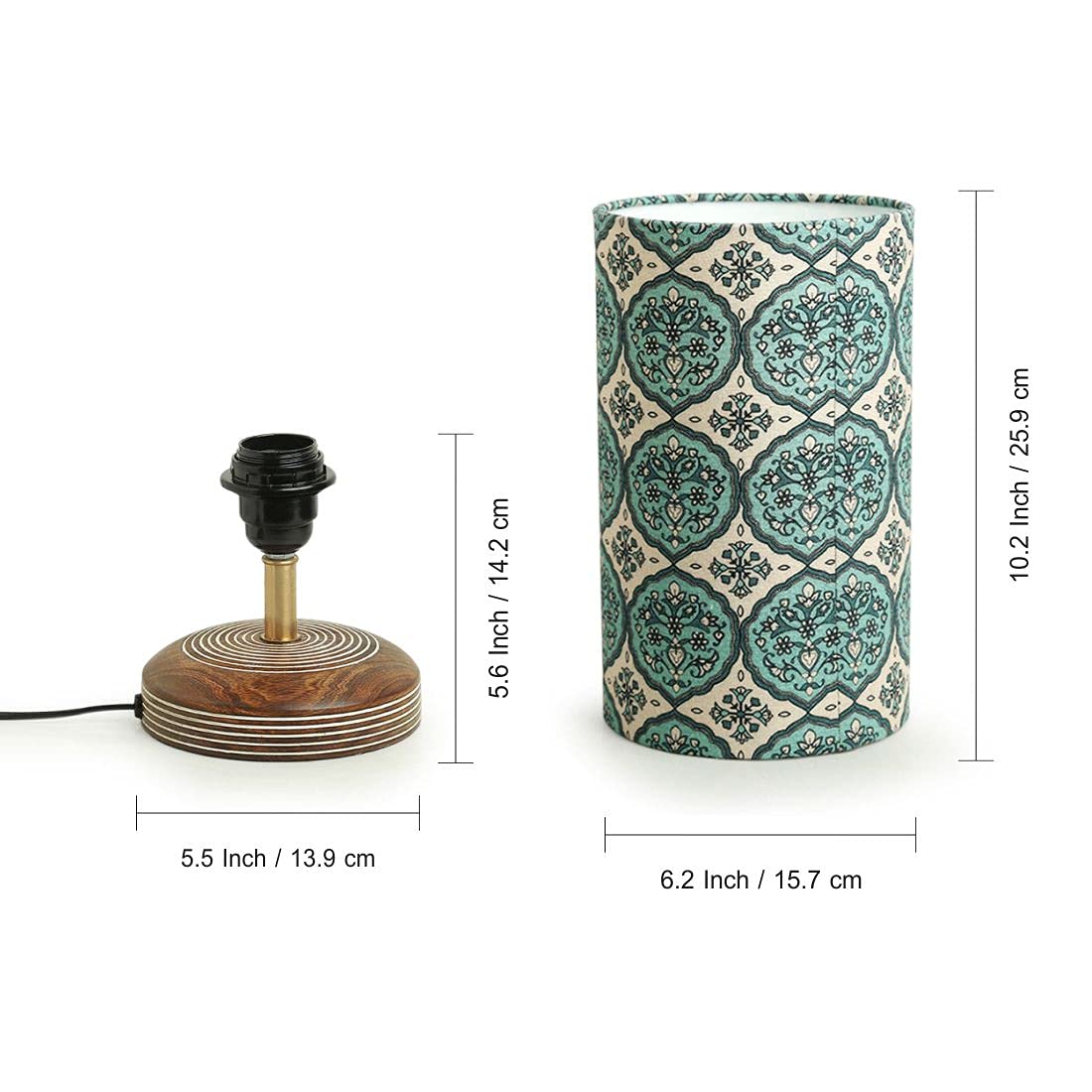 ExclusiveLane 'Paisely' Wooden Bedside LED Table Lamp Side Table Lamp for Bedroom&Living Room(14 Inch,Wood,Without Bulb,Pack of 1)|Table Lamps for Home Decoration Office Study Side Lamp