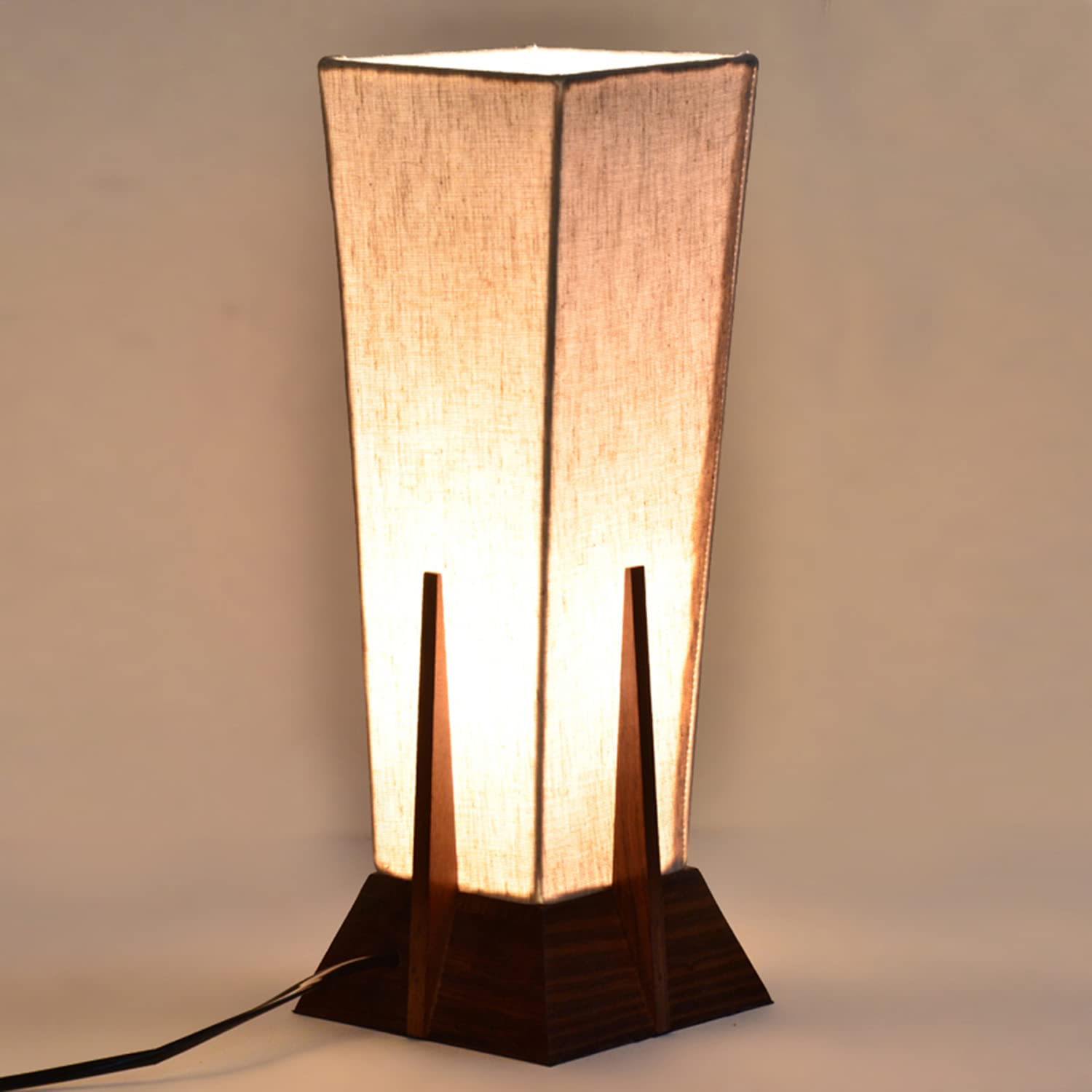 ExclusiveLane Sheesham Wooden 'Pyramid' Table LED /CFL Lamp for Bedroom & Living Room (14 Inch, Wood, Without Bulb, Pack of 1) |Bedside Table Lamp Side Table Lamps for Home Decoration Office Side Lamp