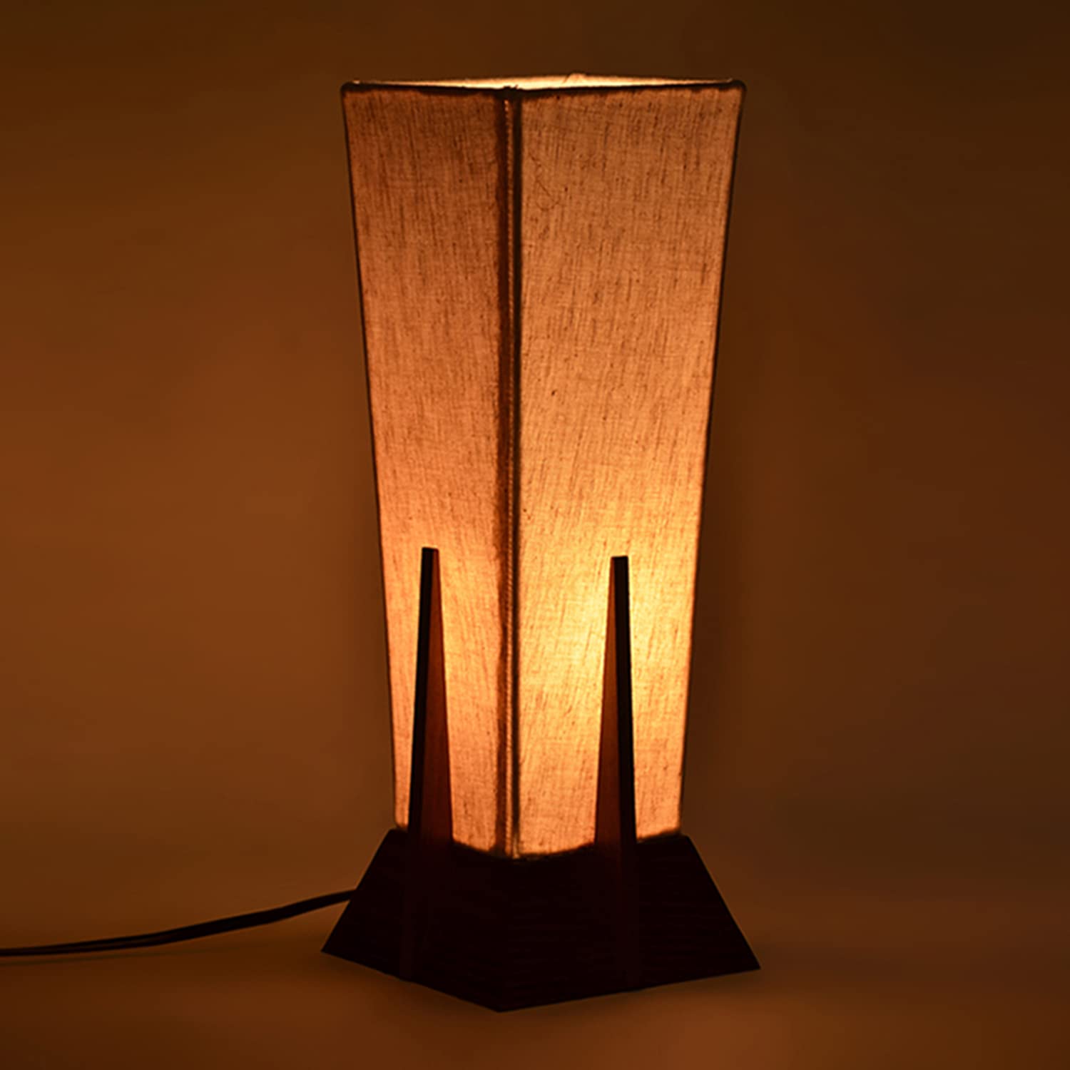 ExclusiveLane Sheesham Wooden 'Pyramid' Table LED /CFL Lamp for Bedroom & Living Room (14 Inch, Wood, Without Bulb, Pack of 1) |Bedside Table Lamp Side Table Lamps for Home Decoration Office Side Lamp