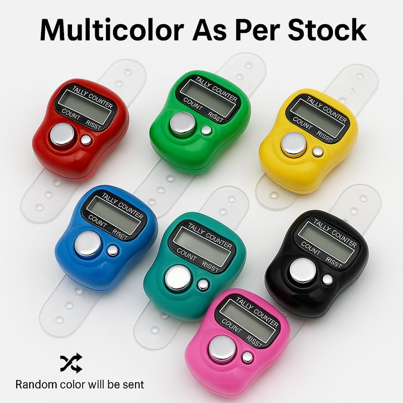 QEEIG Multiuse Finger Counter Portable Hand Finger Ring Counting Machine Digital Head Electronic Tally Counter Jap Counting Device for Mantra Jaap Multi-Colour | 11 cm | Pack of - 02| Rose KULI