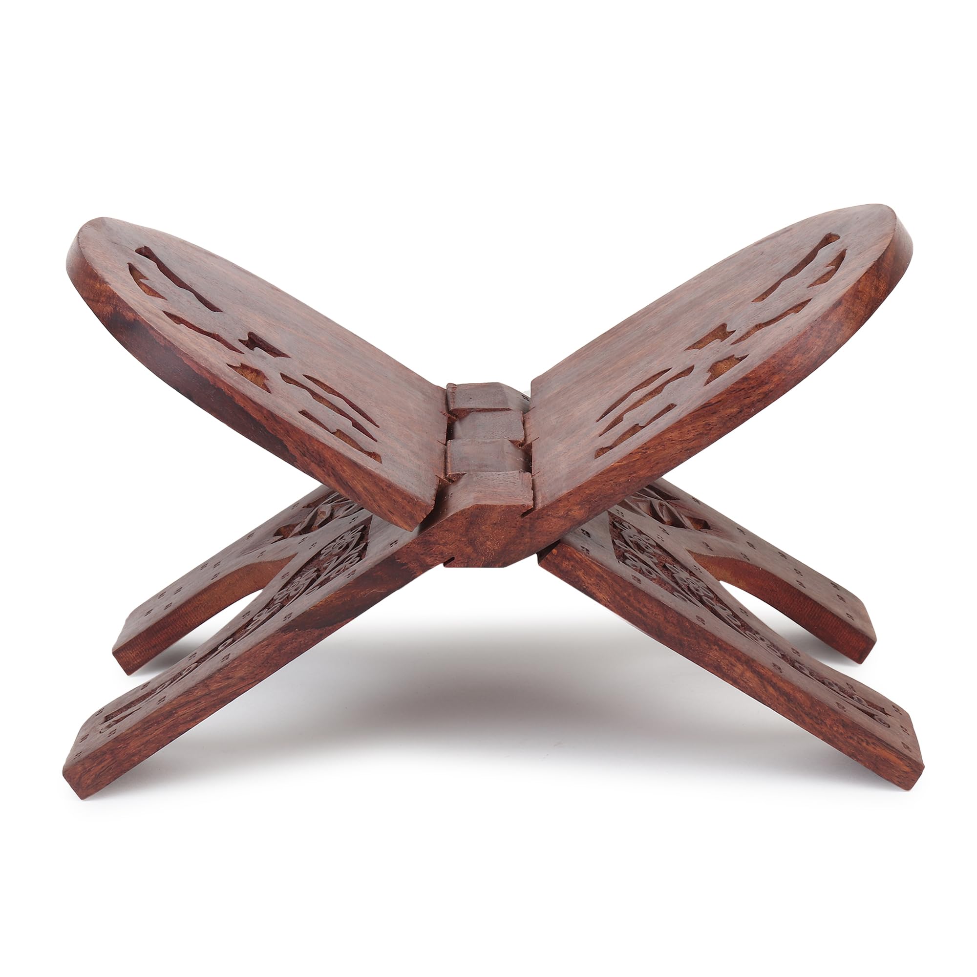 Karigar Creations Wooden Hand Carved Holy Book Stand Brown 15x7 inch