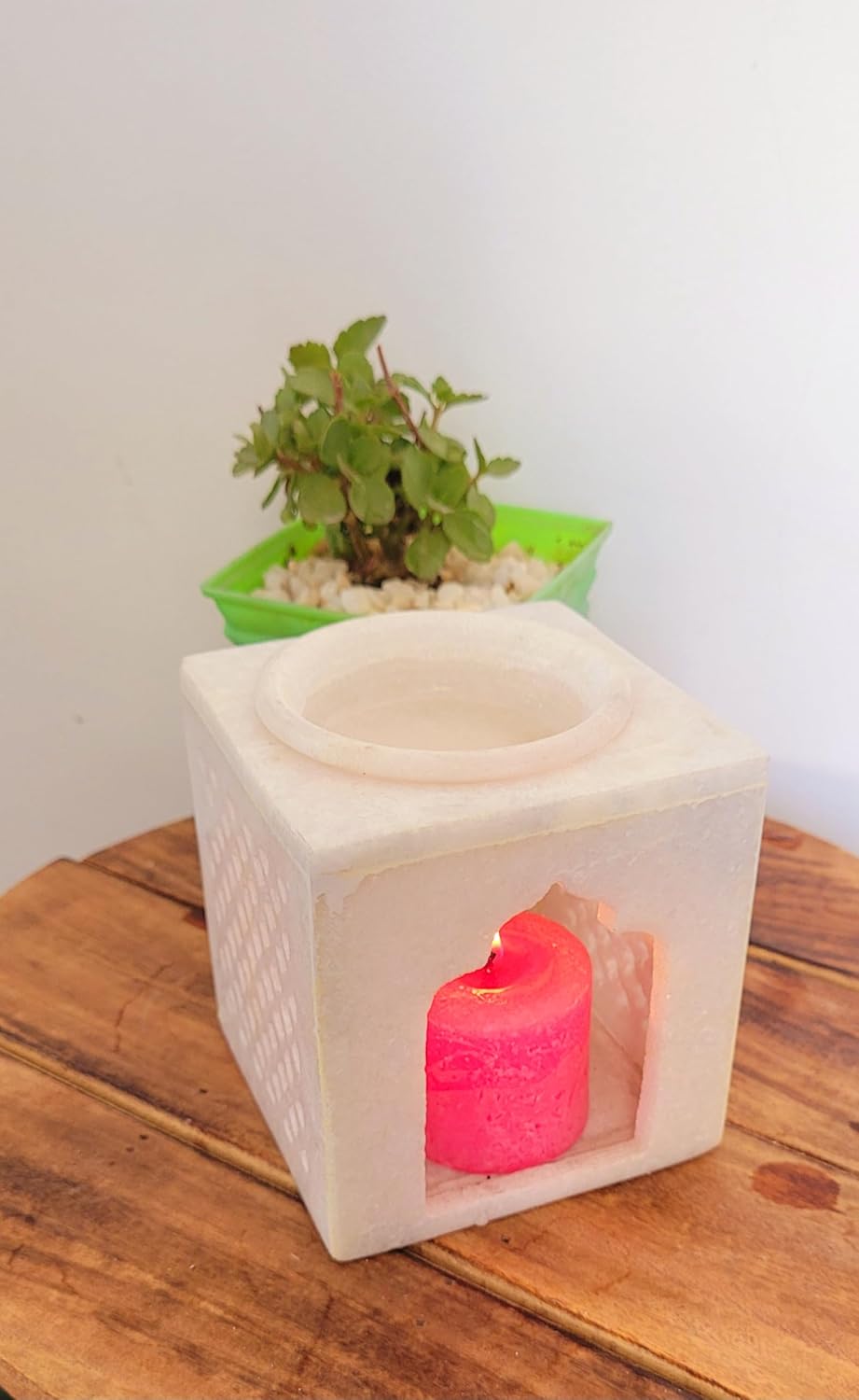 RM 4-Inch White Marble Candle Holder Set – Handcrafted Tealight Holders for Home Decor, Festive Centerpieces, Meditation & Gifting | Rameshwaram Marble