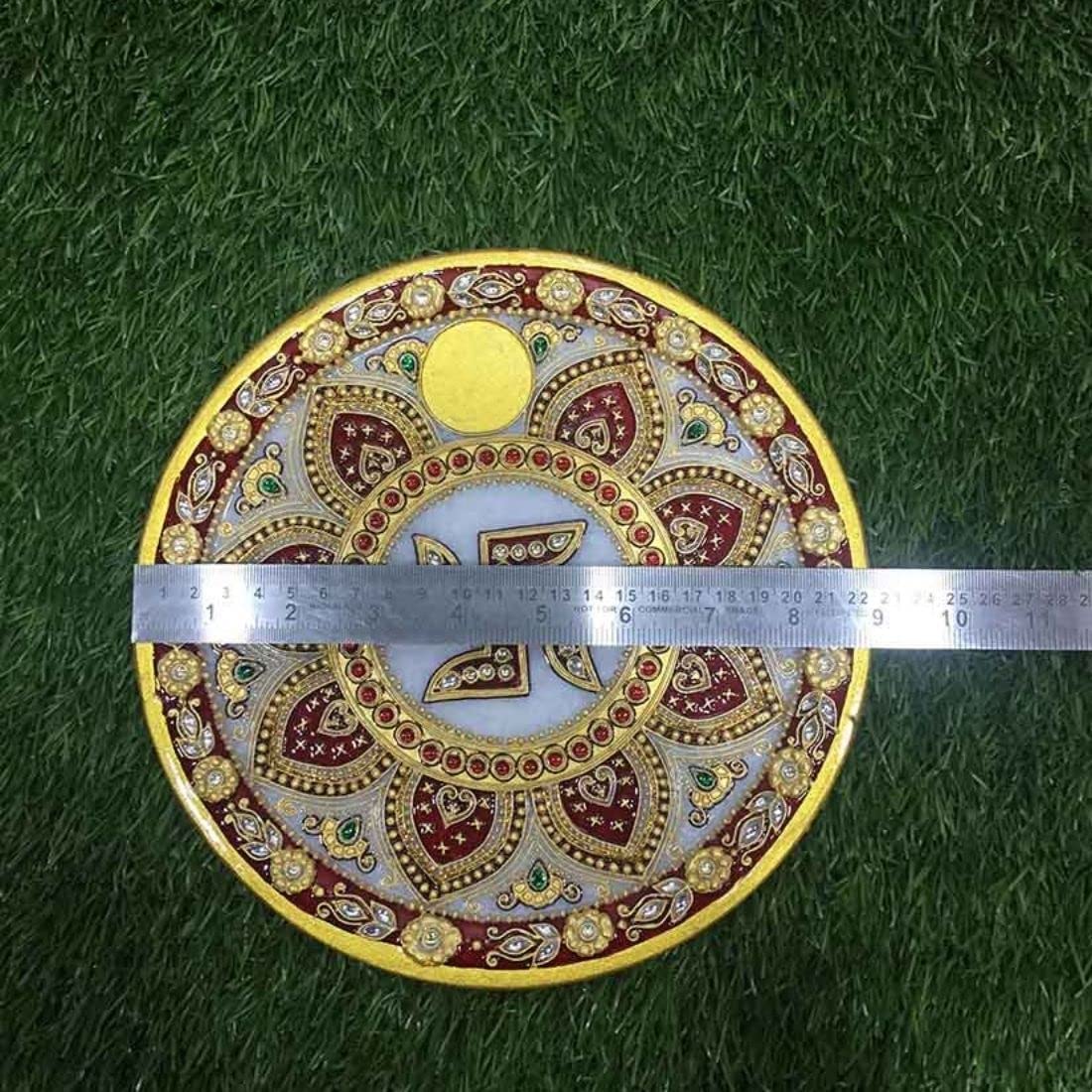 Apka Mart The Online Shop Swastik Diya Pooja Thali Marble(Multicolor) 9 Inch for Home and Office Décor/Arti