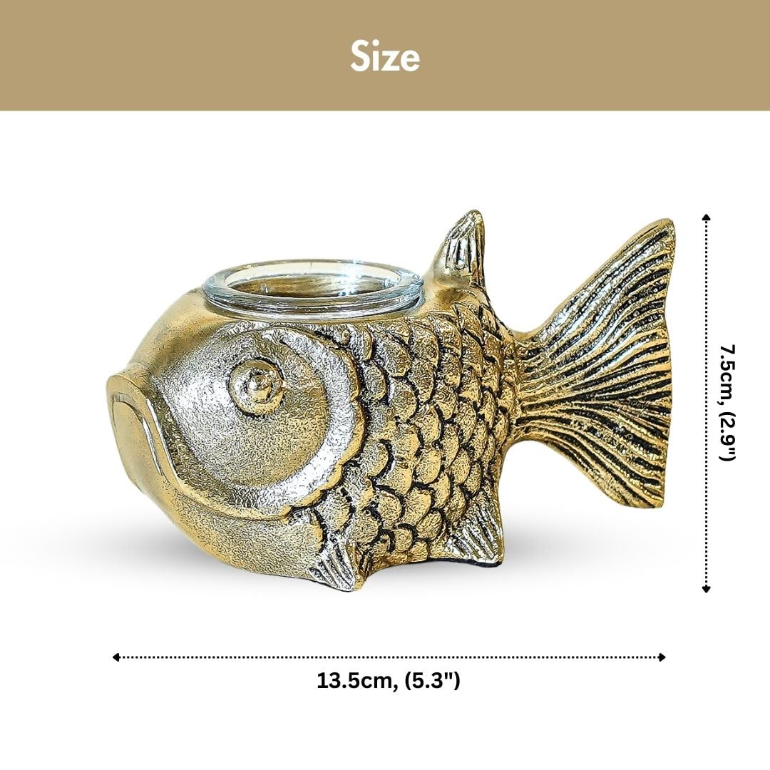 BEHOMA Aluminium Dancing Peacock Pair Figurine for Good Luck and Love | for Home Decor Tabletop Living Showpiece for Valentine's Day, Birthday(Scented Glass Votive Candle Included), Gold,18.5 Cm,11 Cm