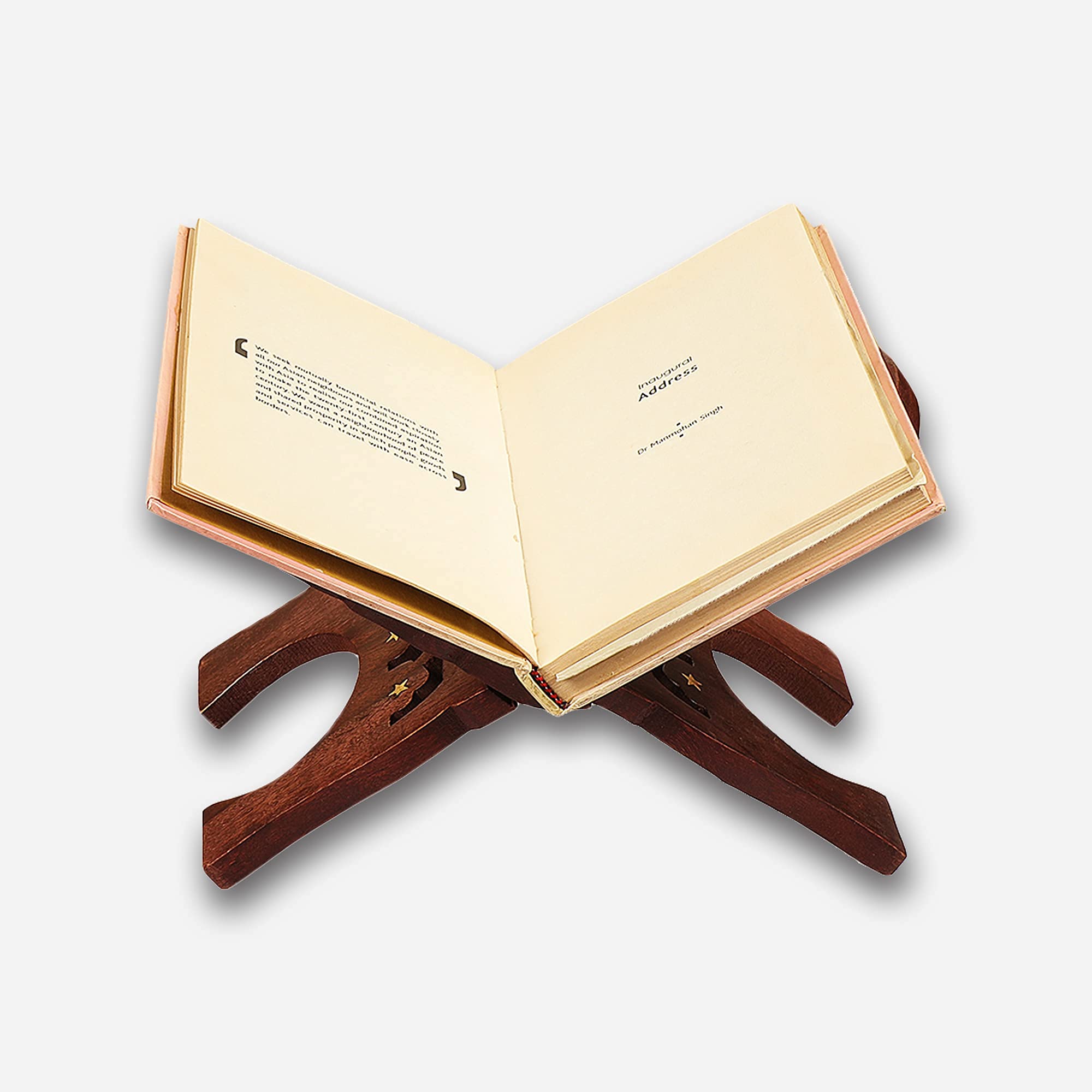 Karigar Creations Wooden Hand Carved Holy Book Stand Brown 15x7 inch