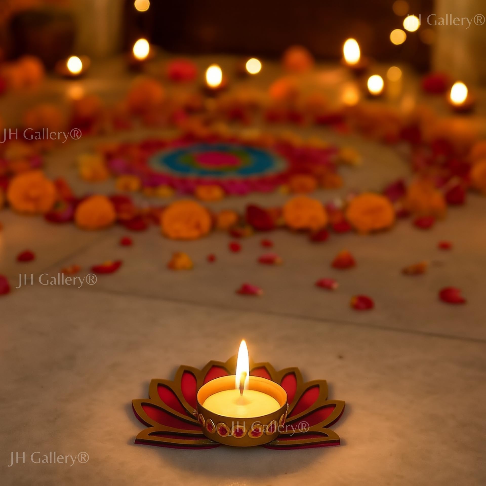JH Gallery Handcrafted Recycled Material Elephant Tealight Candle Holder Home Decoration Item for Diwali Decor (Multicolor, 8 X 5 X 10 Cm) - Pack of 6