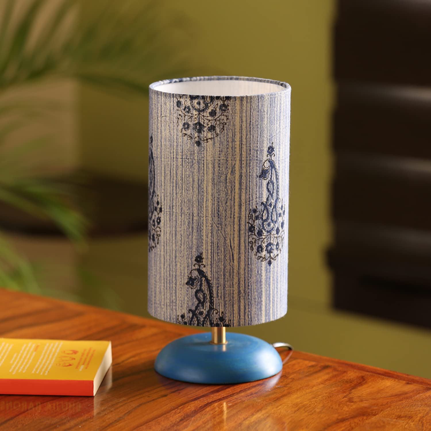 ExclusiveLane 'Paisely' Wooden Bedside LED Table Lamp Side Table Lamp for Bedroom&Living Room(14 Inch,Wood,Without Bulb,Pack of 1)|Table Lamps for Home Decoration Office Study Side Lamp