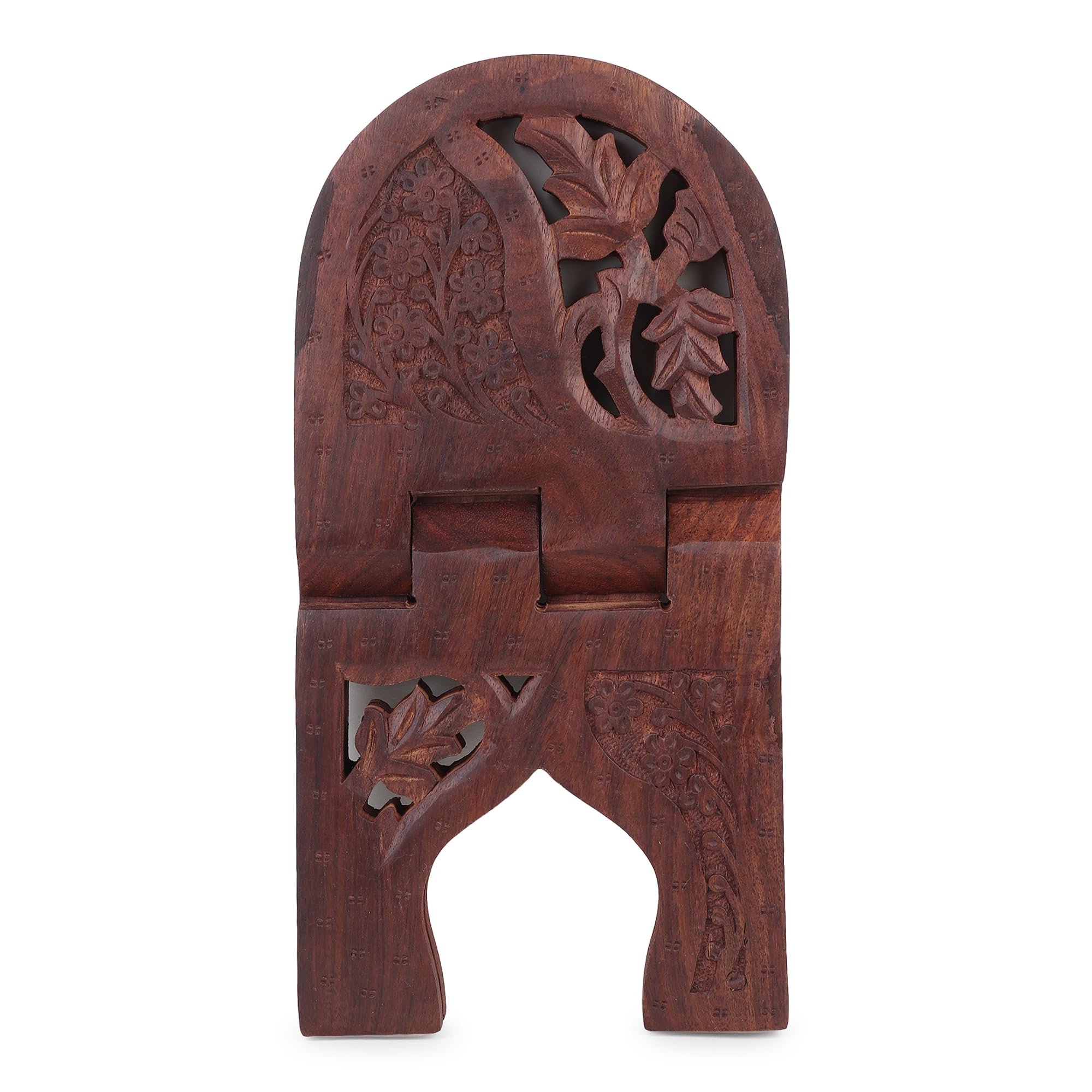 Karigar Creations Wooden Hand Carved Holy Book Stand Brown 15x7 inch