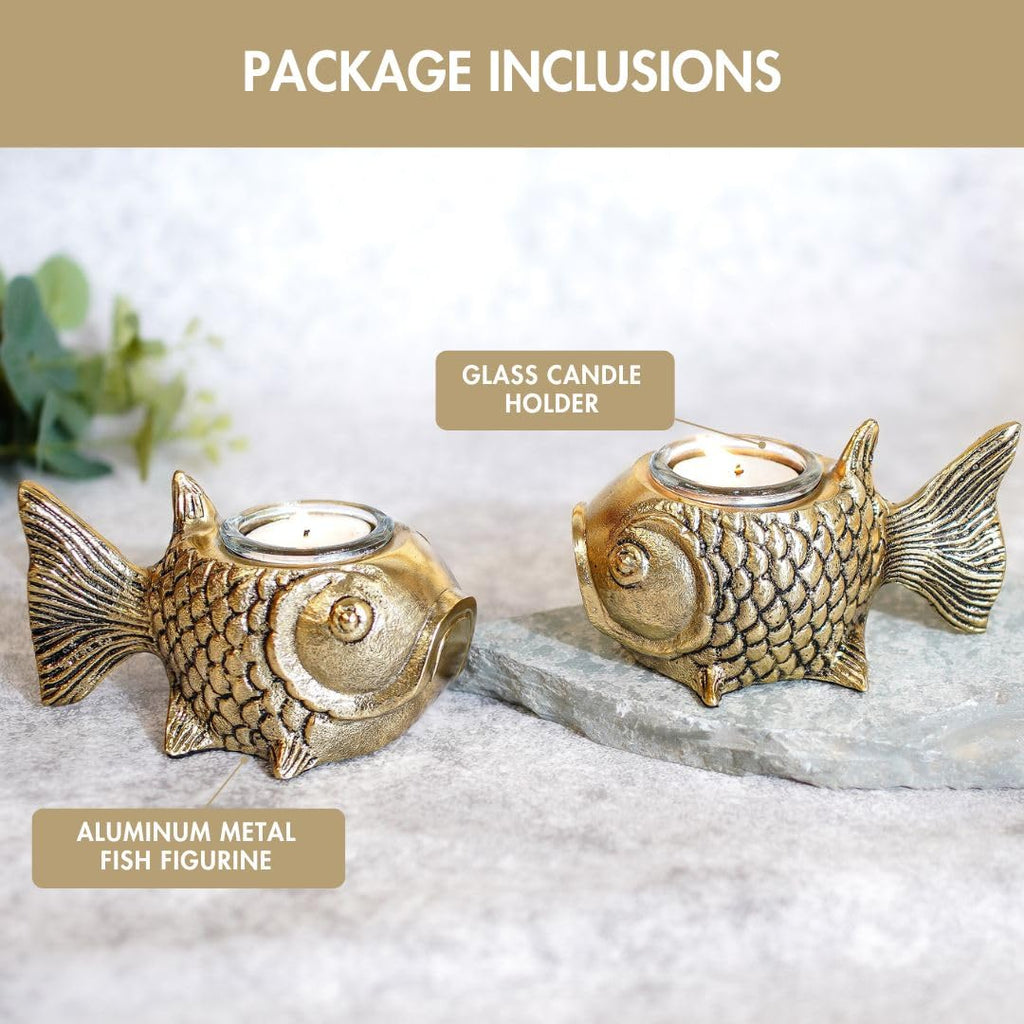 BEHOMA Aluminium Dancing Peacock Pair Figurine for Good Luck and Love | for Home Decor Tabletop Living Showpiece for Valentine's Day, Birthday(Scented Glass Votive Candle Included), Gold,18.5 Cm,11 Cm