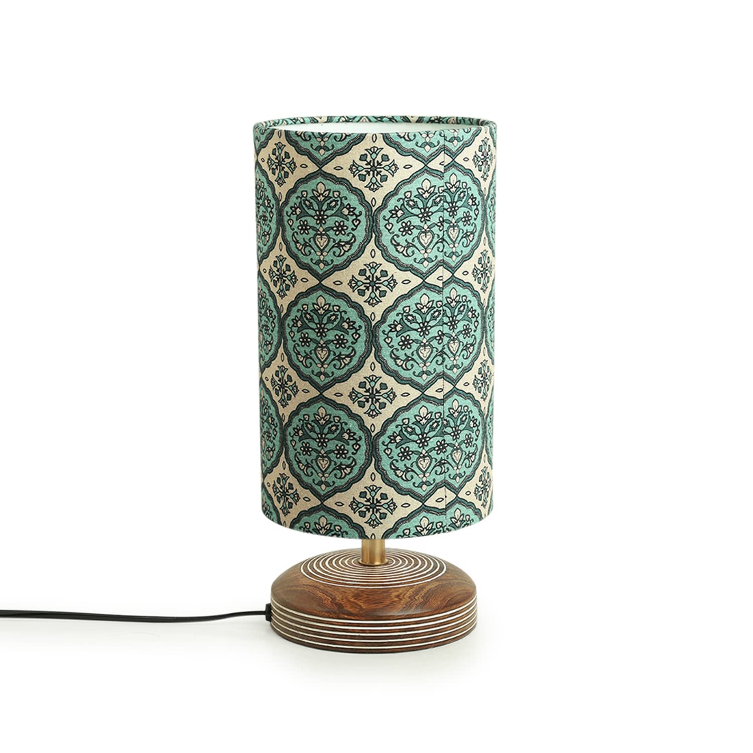 ExclusiveLane 'Paisely' Wooden Bedside LED Table Lamp Side Table Lamp for Bedroom&Living Room(14 Inch,Wood,Without Bulb,Pack of 1)|Table Lamps for Home Decoration Office Study Side Lamp