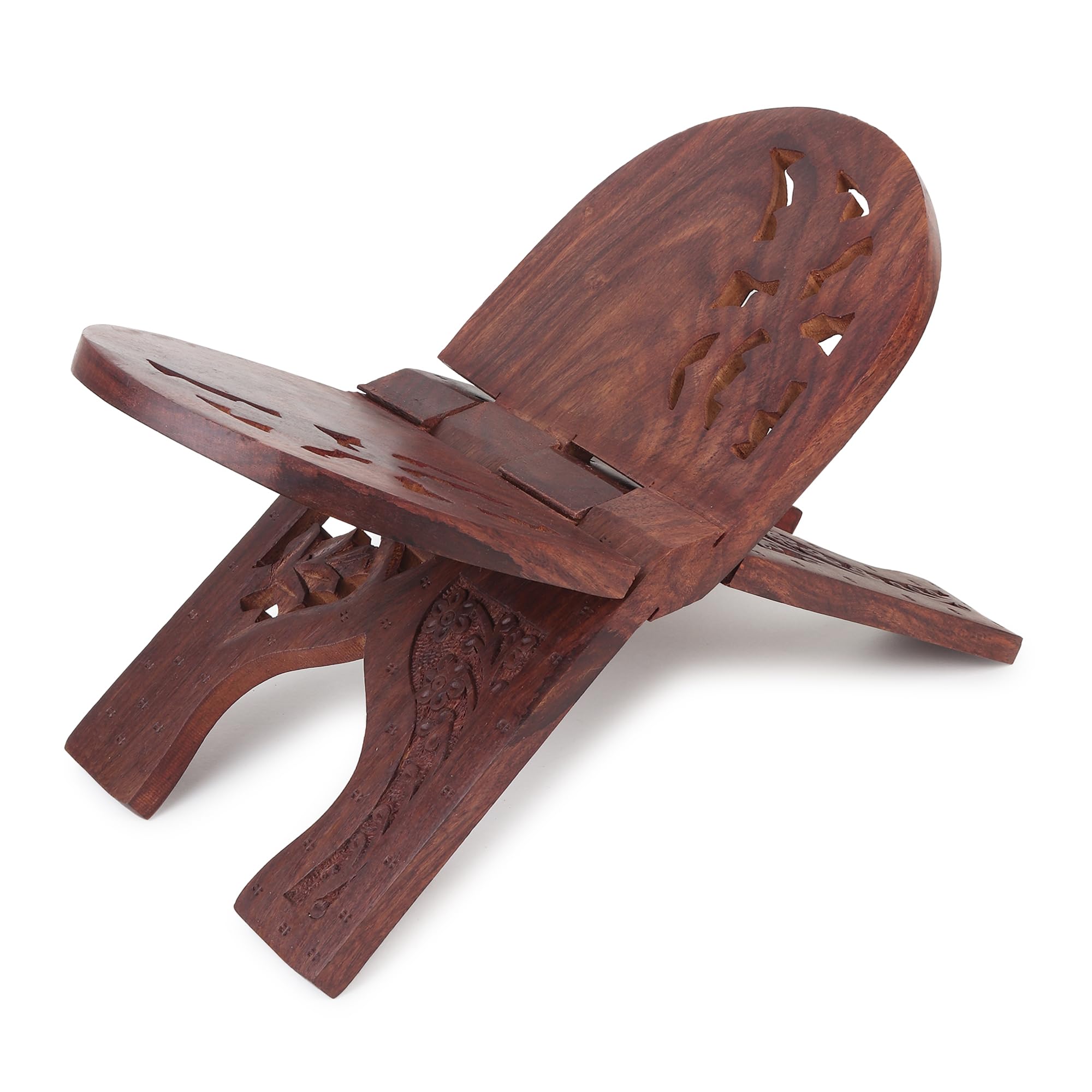 Karigar Creations Wooden Hand Carved Holy Book Stand Brown 15x7 inch