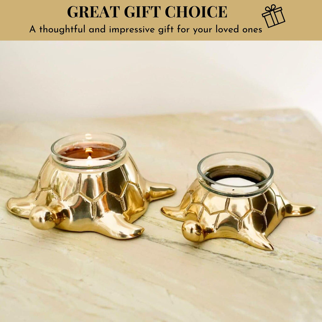 BEHOMA Aluminium Dancing Peacock Pair Figurine for Good Luck and Love | for Home Decor Tabletop Living Showpiece for Valentine's Day, Birthday(Scented Glass Votive Candle Included), Gold,18.5 Cm,11 Cm