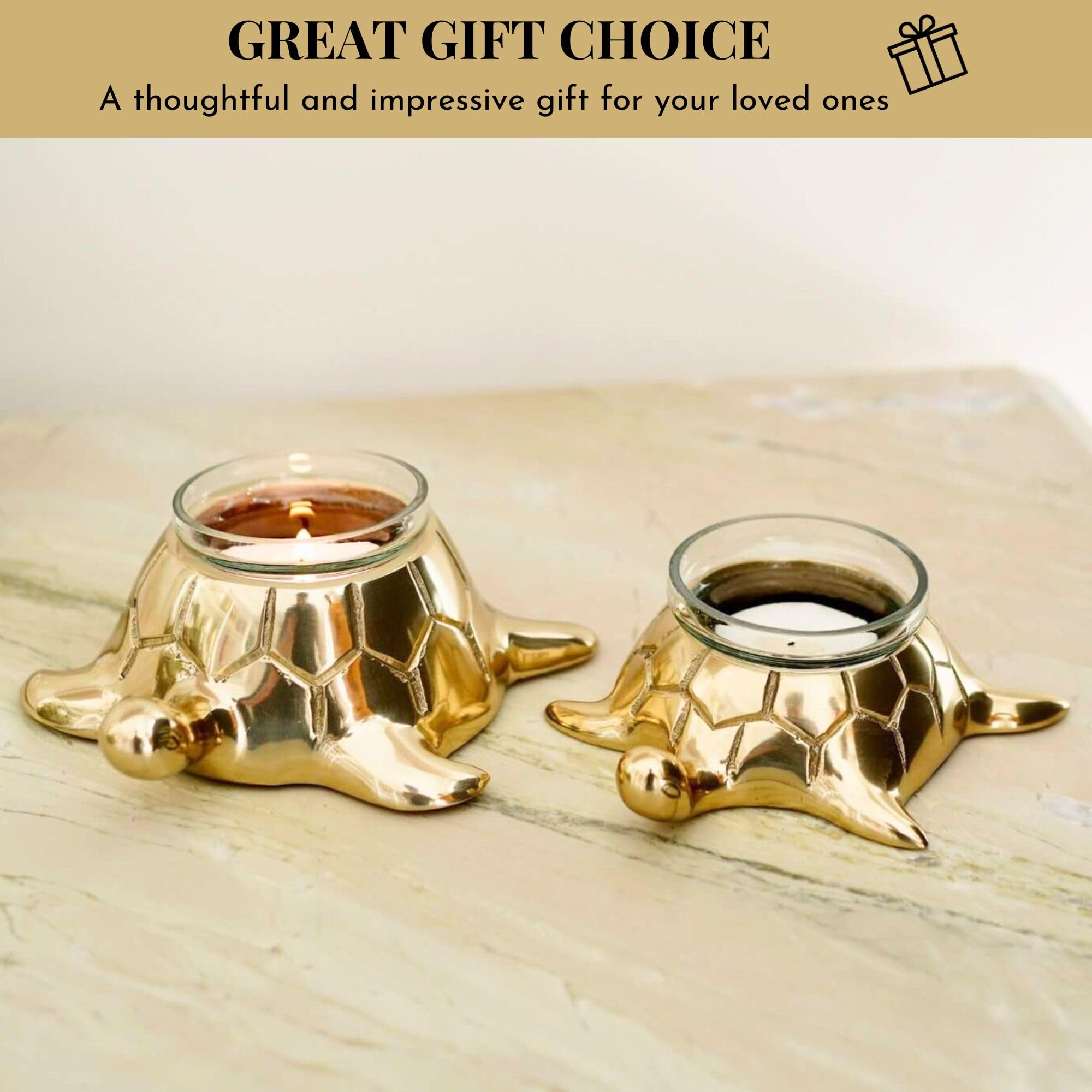 BEHOMA Aluminium Dancing Peacock Pair Figurine for Good Luck and Love | for Home Decor Tabletop Living Showpiece for Valentine's Day, Birthday(Scented Glass Votive Candle Included), Gold,18.5 Cm,11 Cm