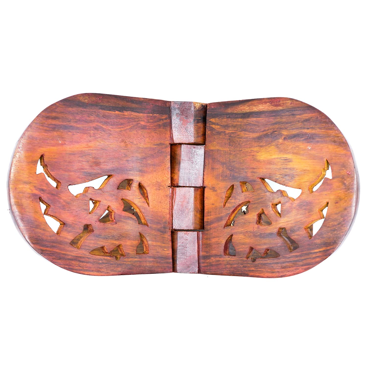 Naayaab Craft Handmade & Handcraft Sheesham Wooden Book Holder Display Stand Folding Religious Prayer Free Reading Stand with Intricate Carvings, Rehal for Religious Holy Books - Size (12 Inch)