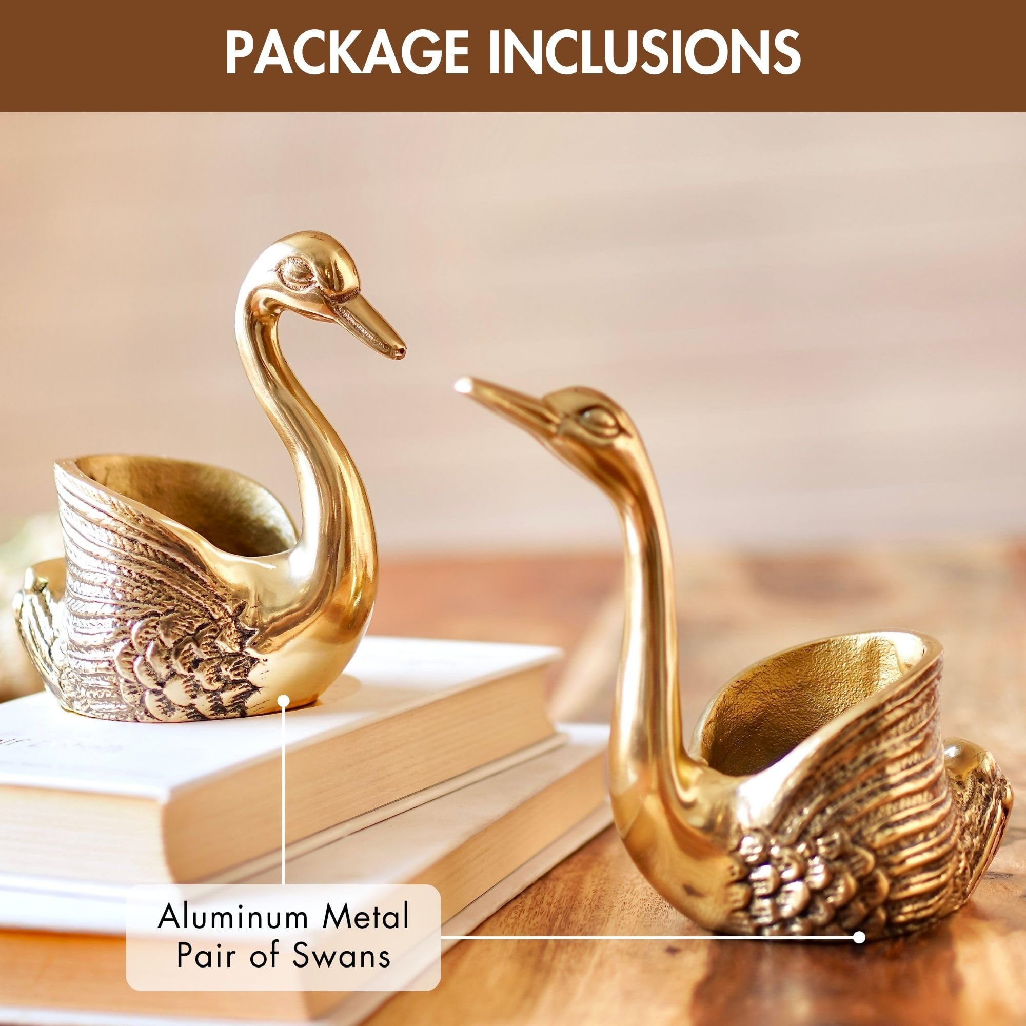 BEHOMA Aluminium Dancing Peacock Pair Figurine for Good Luck and Love | for Home Decor Tabletop Living Showpiece for Valentine's Day, Birthday(Scented Glass Votive Candle Included), Gold,18.5 Cm,11 Cm