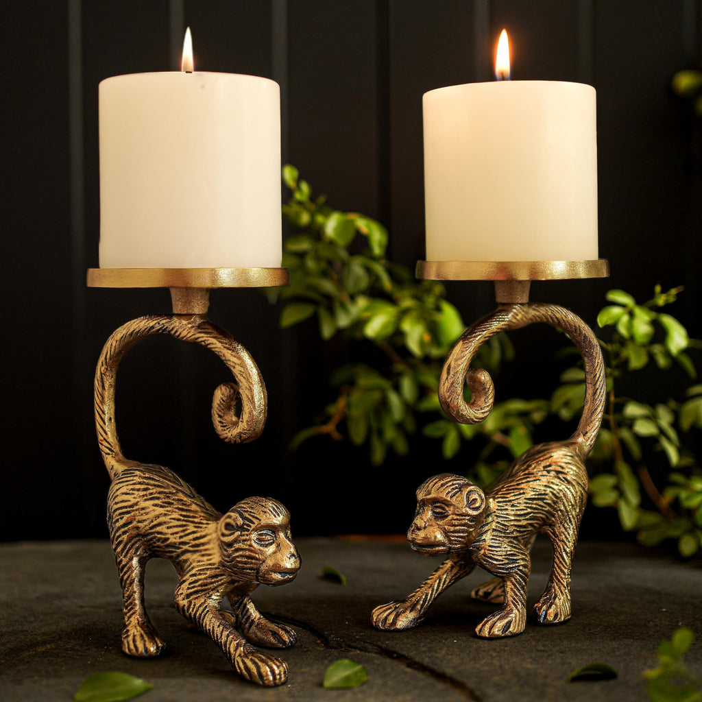 BEHOMA Aluminium Dancing Peacock Pair Figurine for Good Luck and Love | for Home Decor Tabletop Living Showpiece for Valentine's Day, Birthday(Scented Glass Votive Candle Included), Gold,18.5 Cm,11 Cm