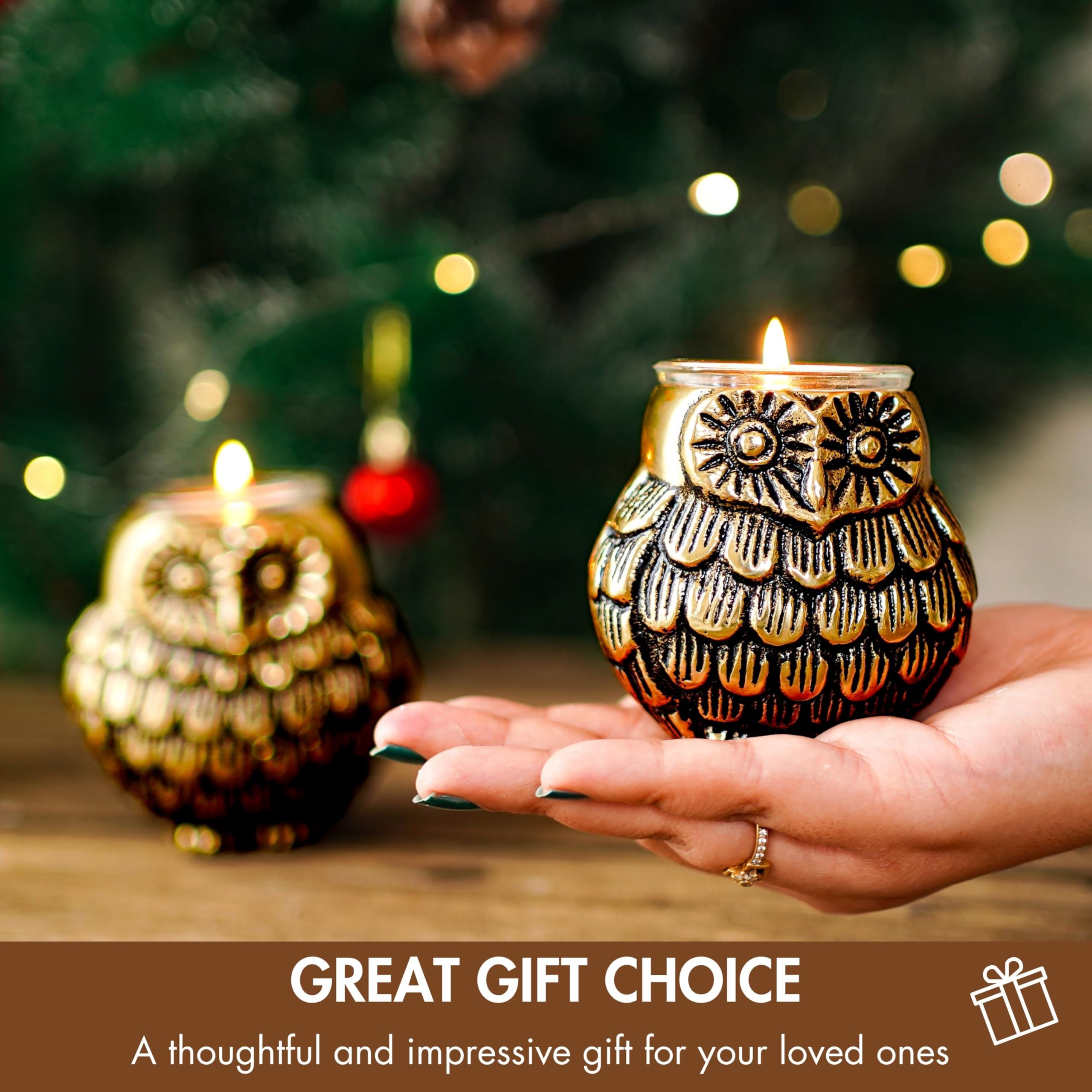 BEHOMA Aluminium Dancing Peacock Pair Figurine for Good Luck and Love | for Home Decor Tabletop Living Showpiece for Valentine's Day, Birthday(Scented Glass Votive Candle Included), Gold,18.5 Cm,11 Cm