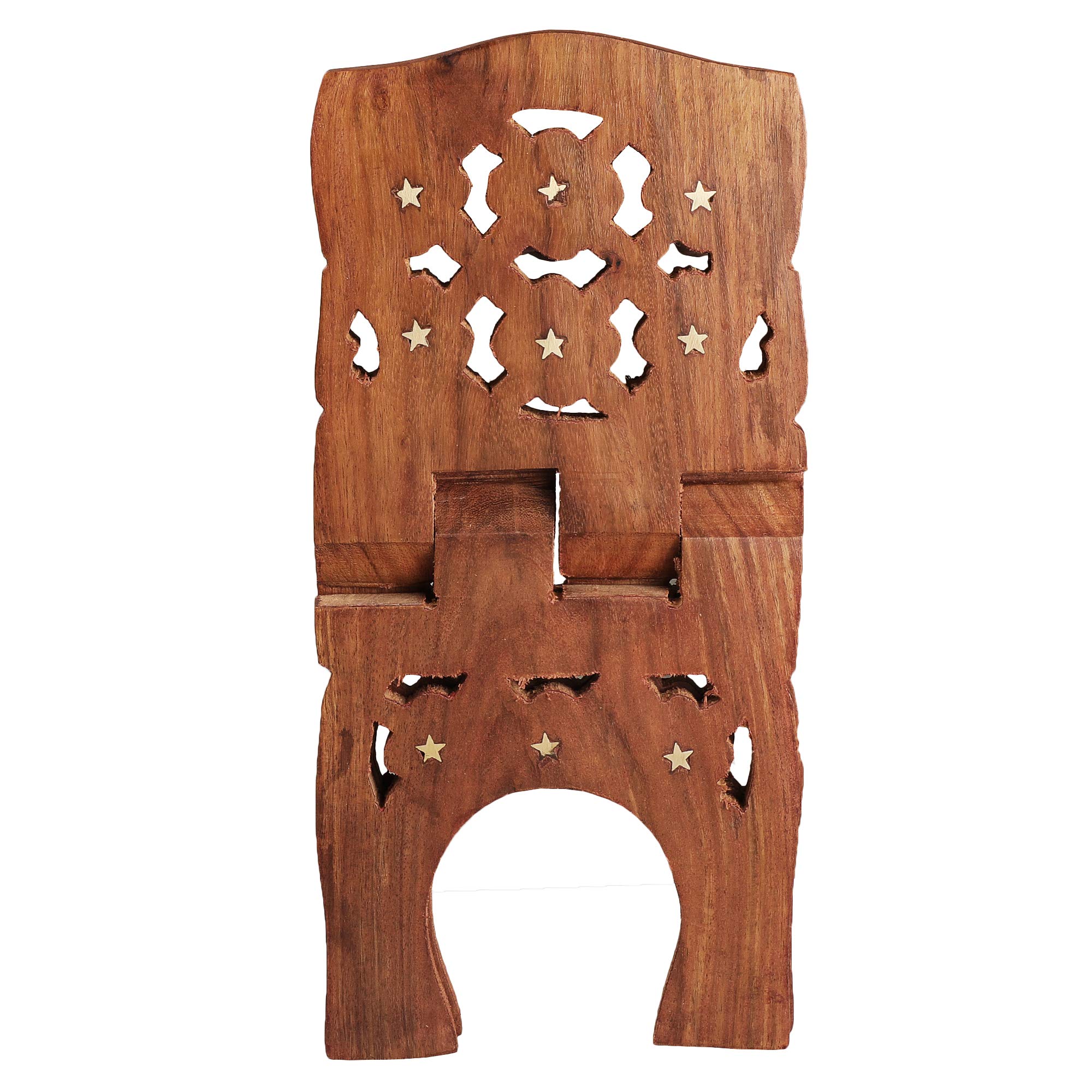 Karigar Creations Wooden Hand Carved Holy Book Stand Brown 15x7 inch