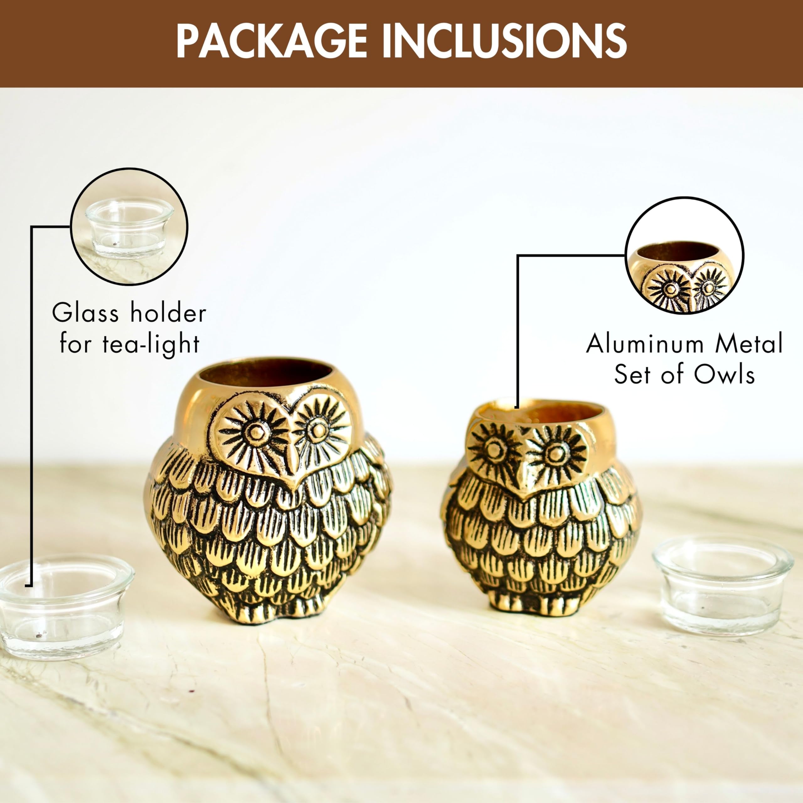 BEHOMA Aluminium Dancing Peacock Pair Figurine for Good Luck and Love | for Home Decor Tabletop Living Showpiece for Valentine's Day, Birthday(Scented Glass Votive Candle Included), Gold,18.5 Cm,11 Cm