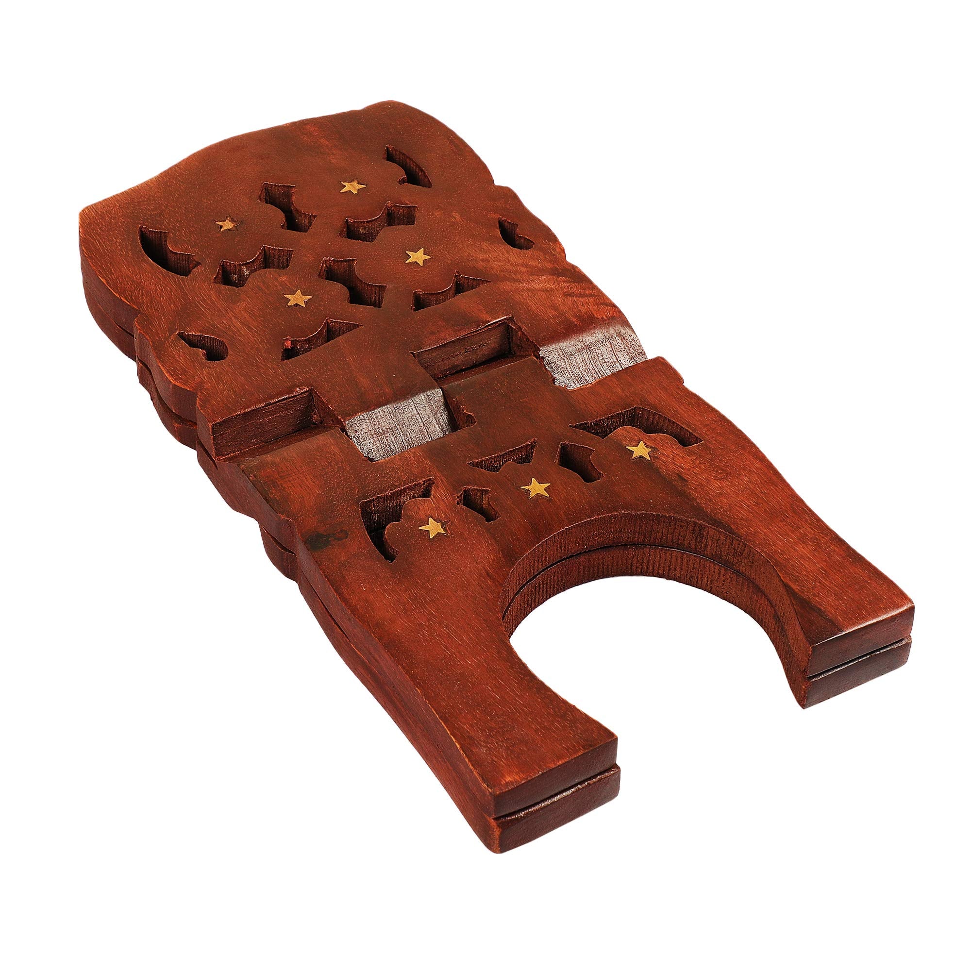 Karigar Creations Wooden Hand Carved Holy Book Stand Brown 15x7 inch