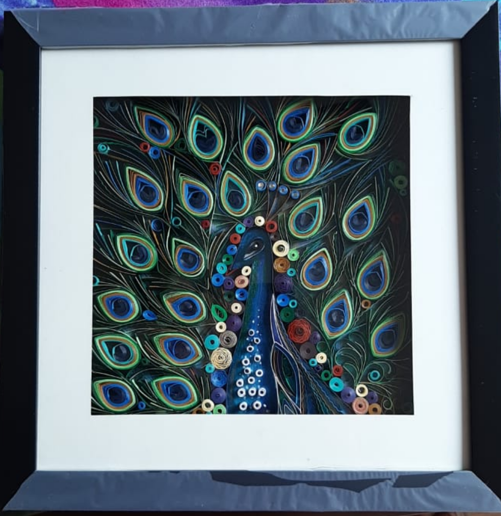 Handmade Quilling Art – Majestic Peacock Wall Frame