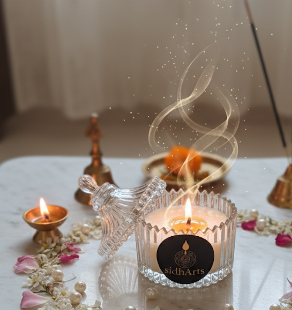 SidhArts Luxury Glass Jar Pooja Candle – Hand-Poured, Eco-Friendly & Long-Lasting