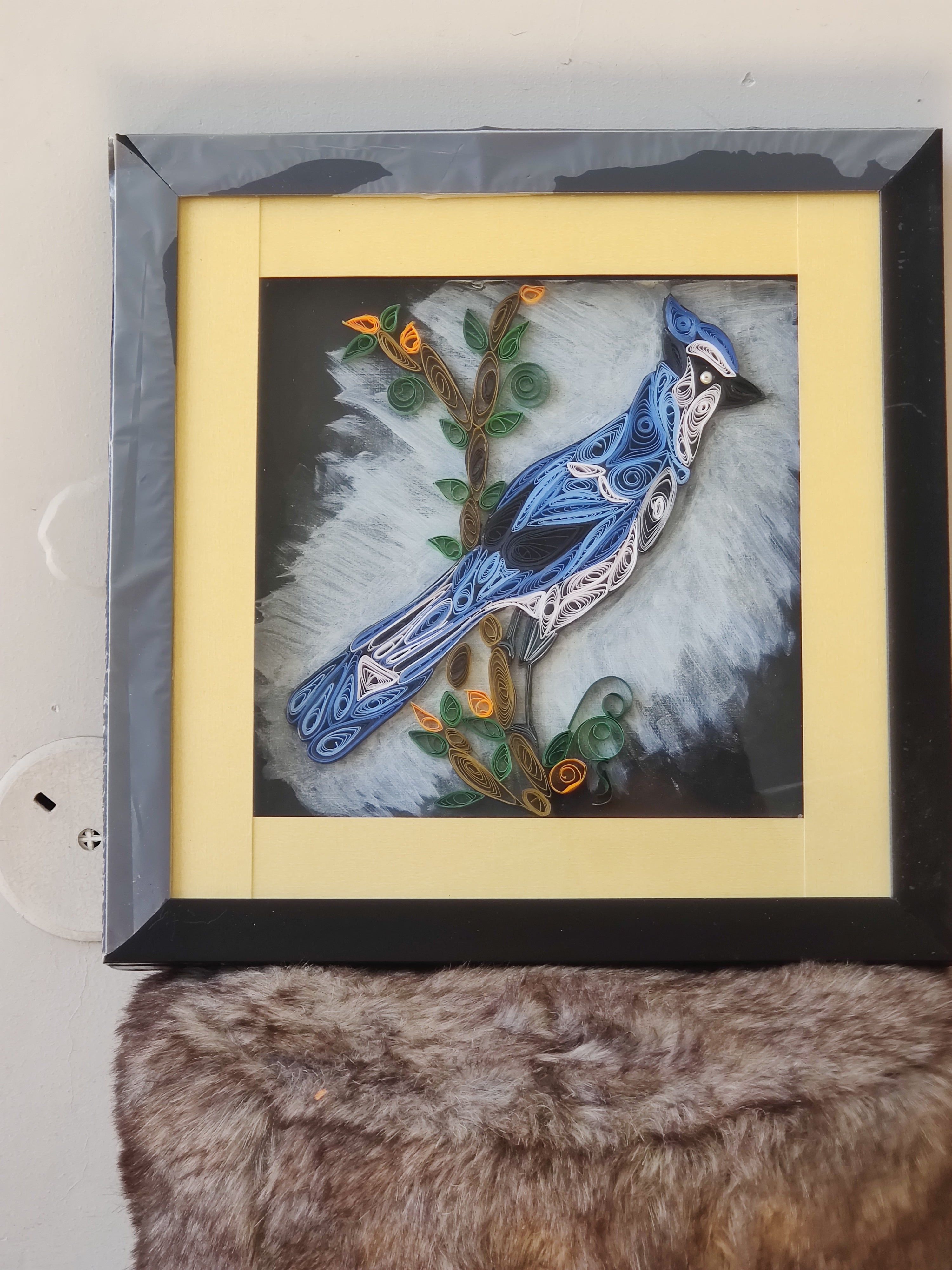 Handcrafted Quilling Art – Elegant Blue Bird Wall Frame