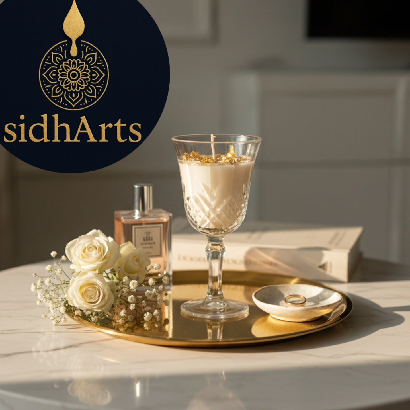 SidhArts Luxury Crystal Glass Candle – Hand-Poured, Eco-Friendly & Aromatic
