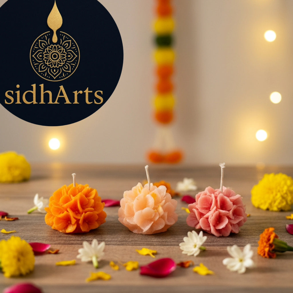 Handmade Flower Shaped Decorative candle(Set of 4)