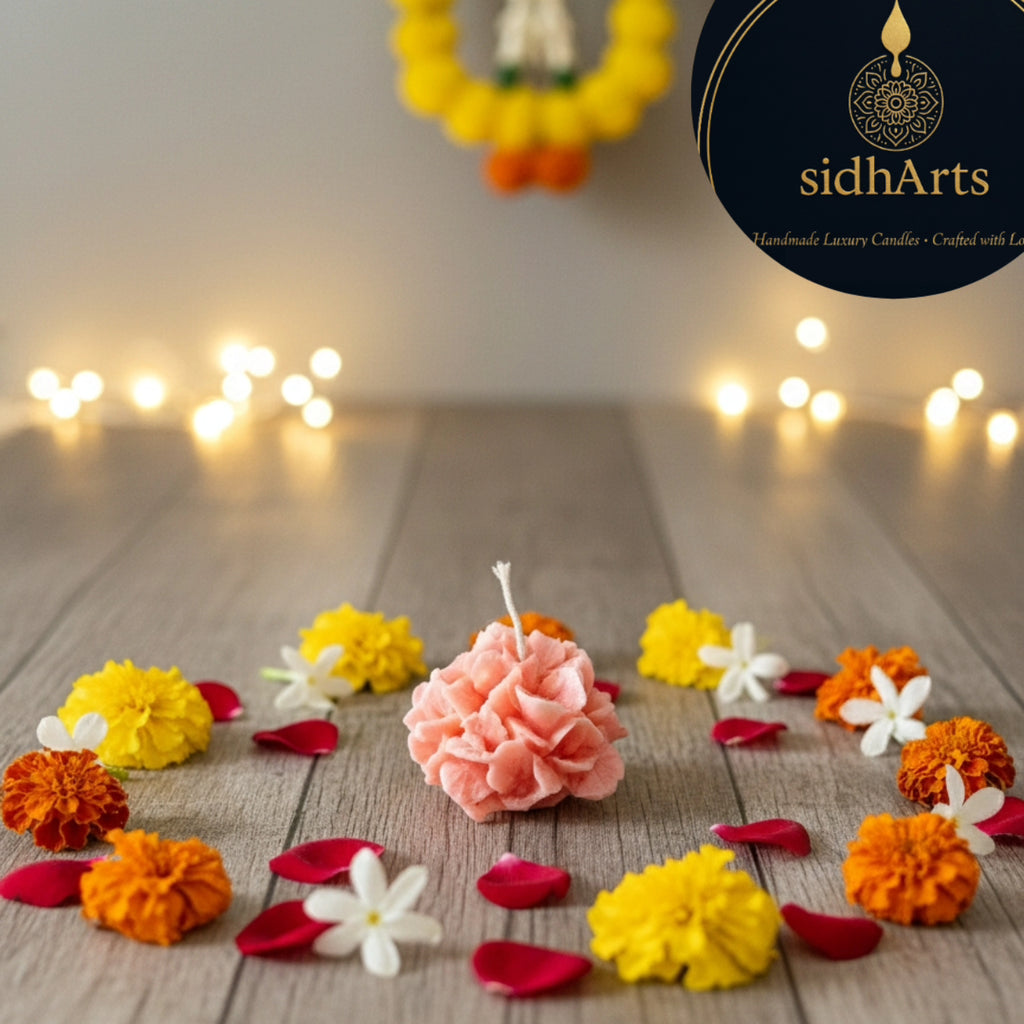 Handmade Flower Shaped Decorative candle(Set of 4)