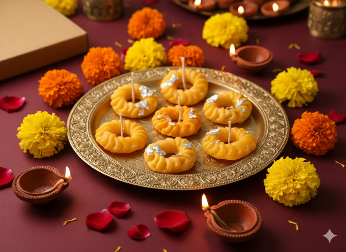 Artisanal Imarti Candles - Handcrafted Festive Decor & Unique Gift(Set of 4)