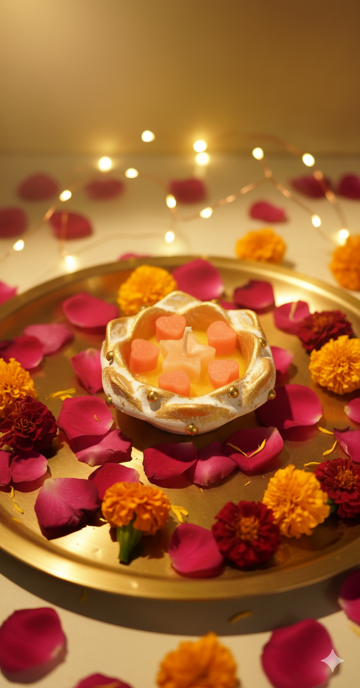 Lotus Bloom Pearl Diya Candles