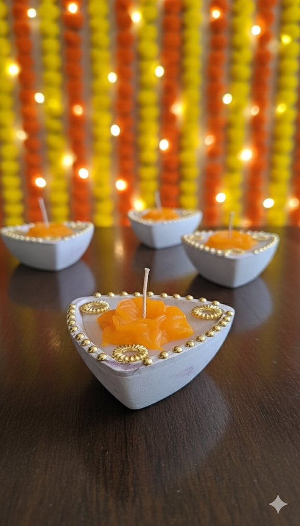 Festive Triangular Diya Set (Set of 4)