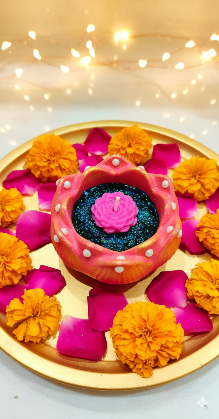 Lotus Bloom Pearl Diya Candles