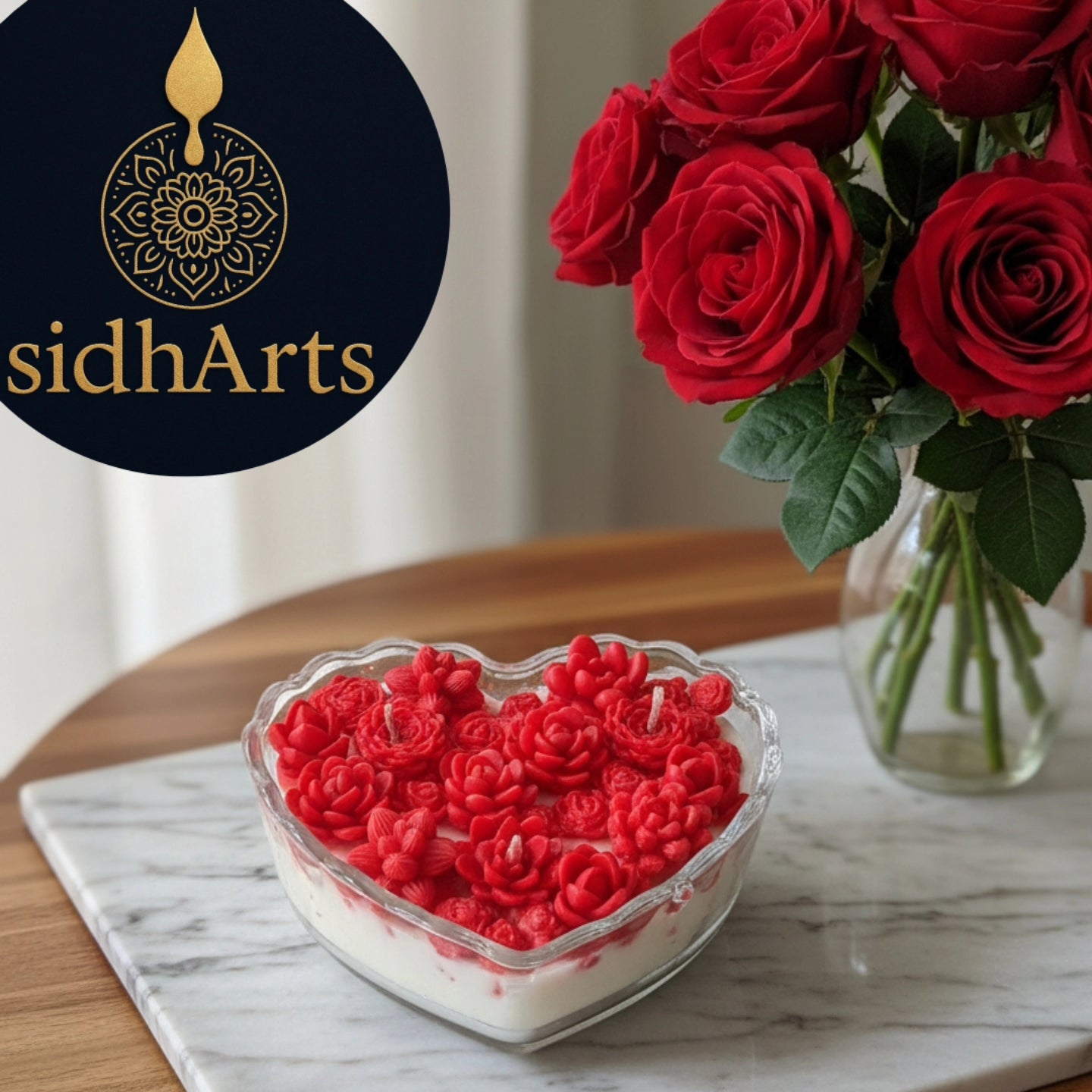 Handcrafted Heart-Shaped Rose Flower Candle – Luxury Decorative Gift for Home & Occasions