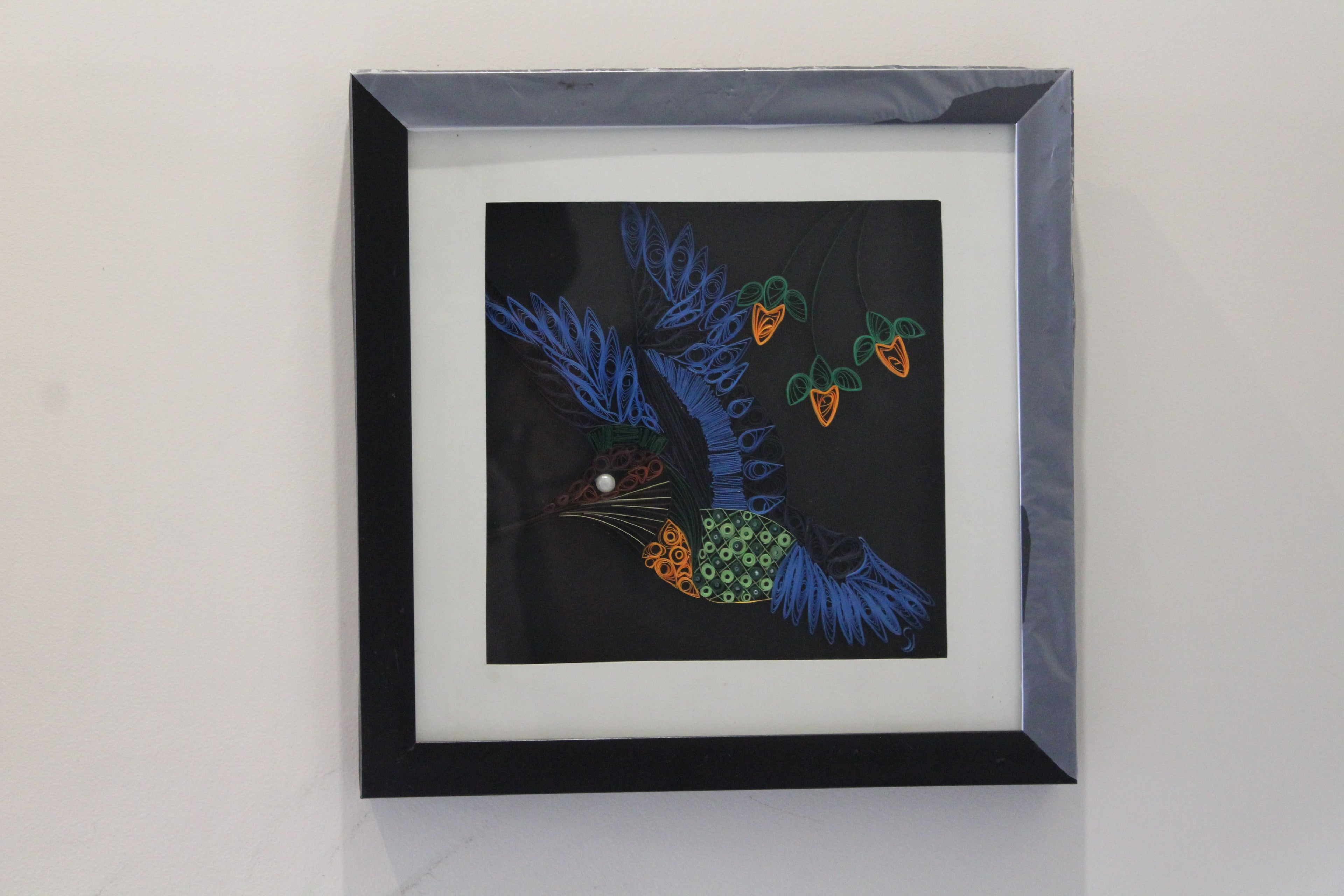 Handmade Quilling Art – Vibrant Hummingbird Wall Frame