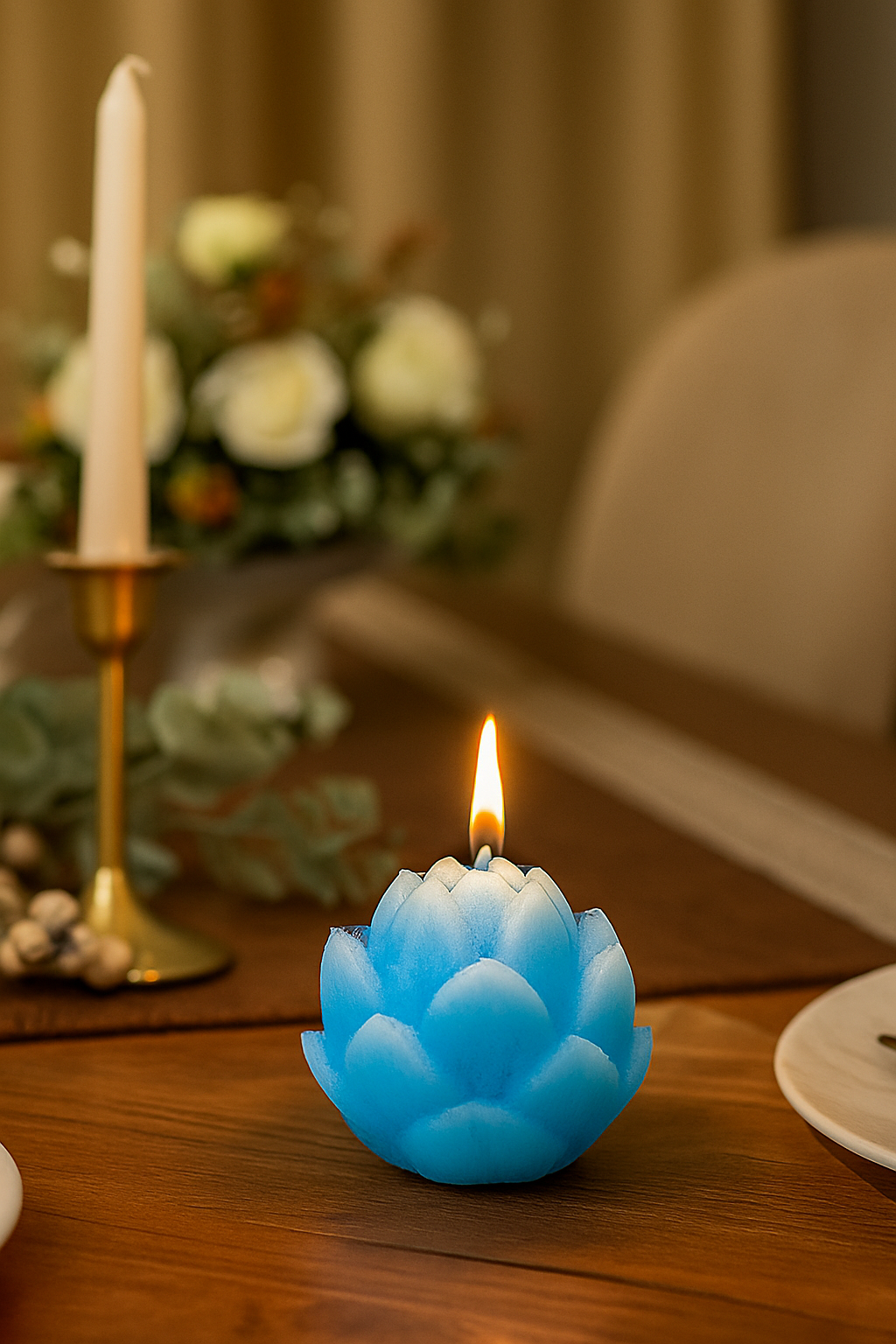 SidhArts Luxury Handcrafted Floral Candles Set of 3– Lotus & Rose Designs for Home Decor & Gifting