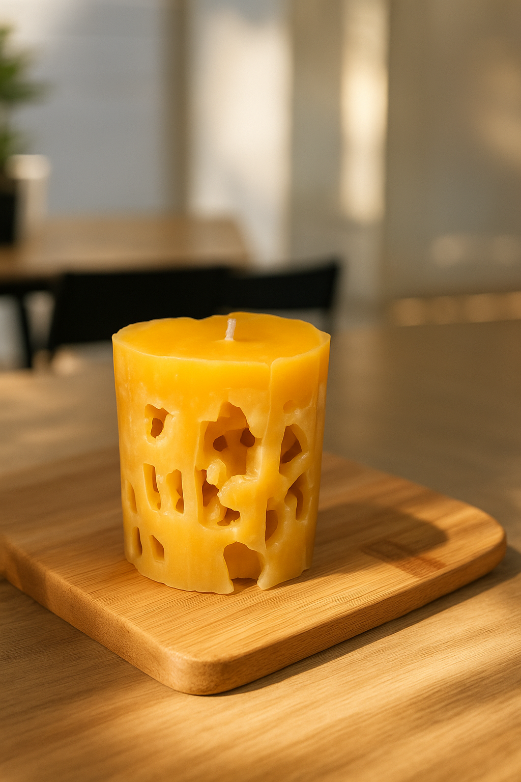 SidhArts CheeseGlow Pillar Candle — Handcrafted Swiss Cheese Design | Unscented